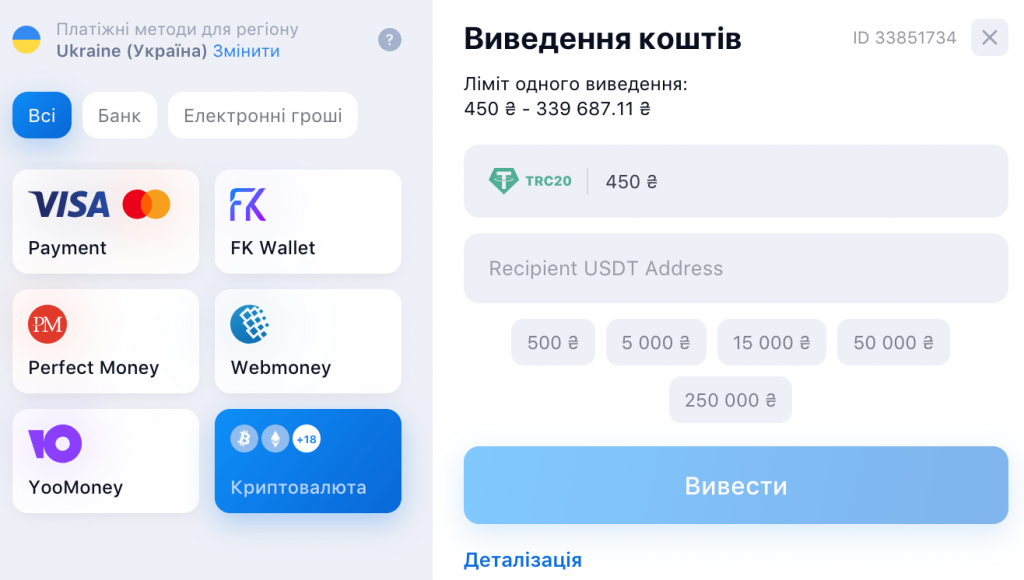 виведення 1він Tether TRC-20