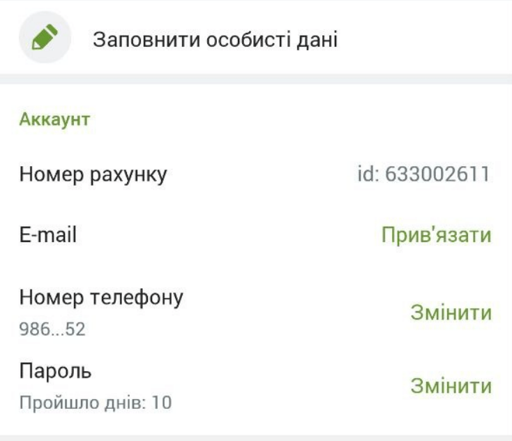 Анкета користувача