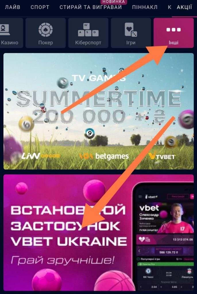 Інші акції Вбет
