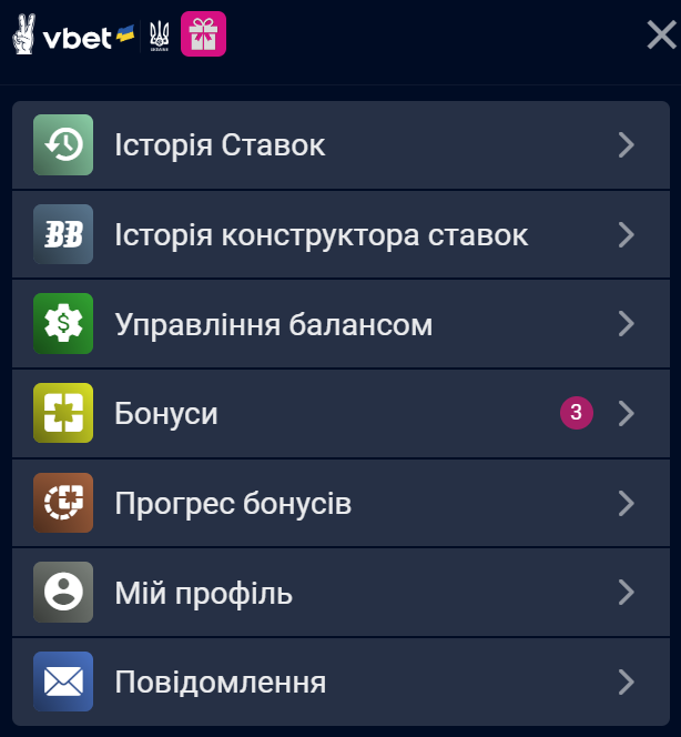 Особистий кабінет Вбет