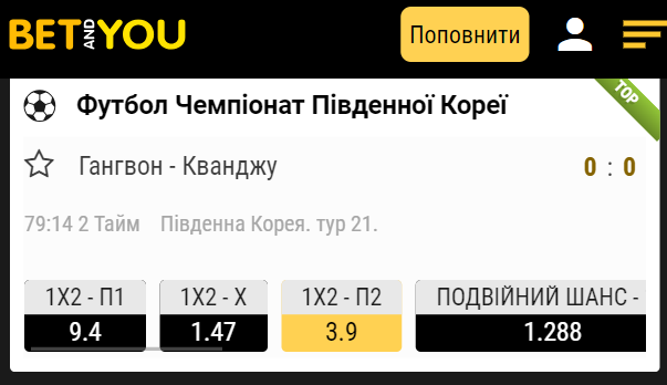 Вибір результатів спортивних подій