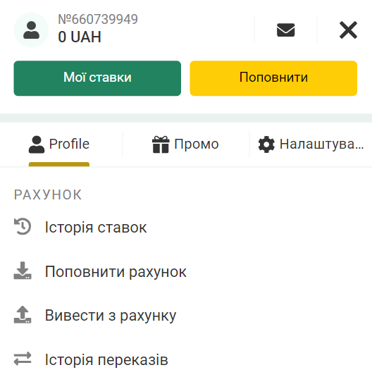 Функції особистого кабінету BetWinner 