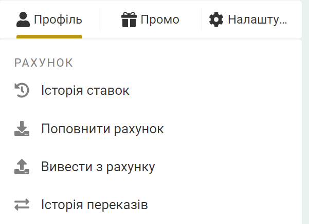 Розділ для виводу коштів з Betwinner